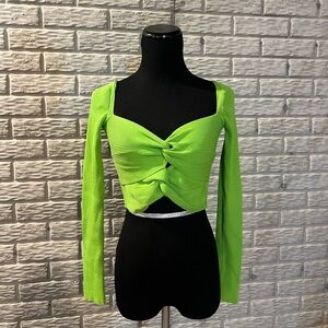 Women’s green long sleeve twisted front